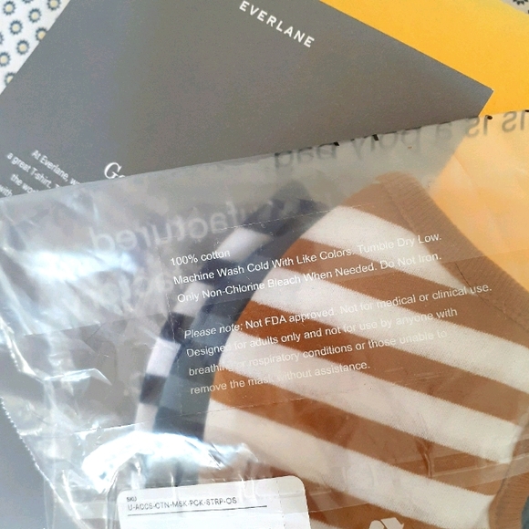 Everlane Other - NWT*Everlane striped cotton mask trio